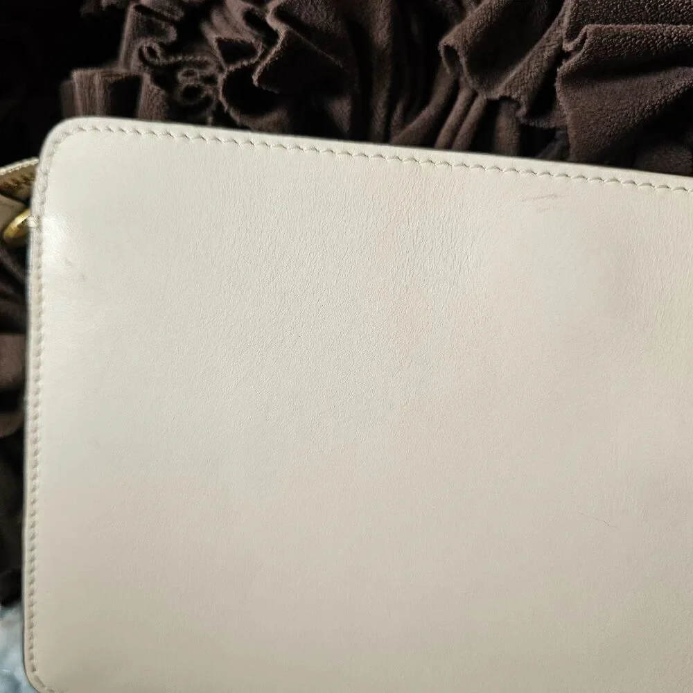 Coach Signature Chain Crossbody Bag Purse In Chalk Leather